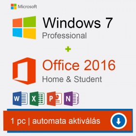 Windows 7 Professional, Office 2016 Professional Plus, automata aktiválással, digitális termékkulcs, licenc, license, licensz